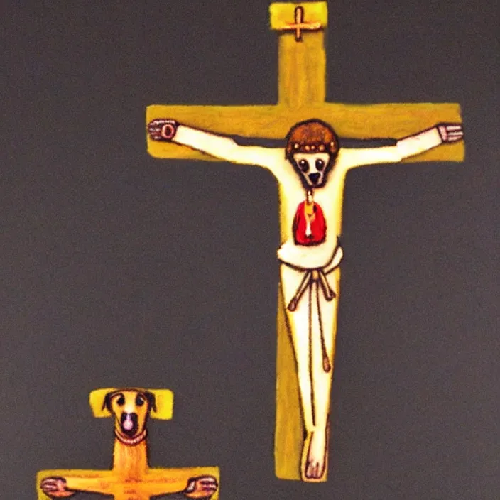 Image similar to terrible dog high glow, crucifix