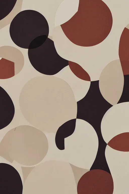 Prompt: minimalist organic circular shape paper cut flat collage in the style of Matisse and negative space in muted sepia Colors on crisp white copy paper with negative spaces, ultra-hd , modern art style, renderman