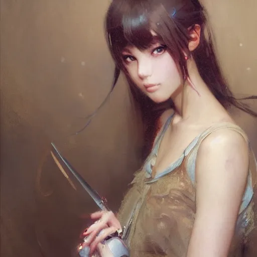 Prompt: a high fashion studio portrait of am cute anime girl, painting by gaston bussiere, craig mullins, greg rutkowski