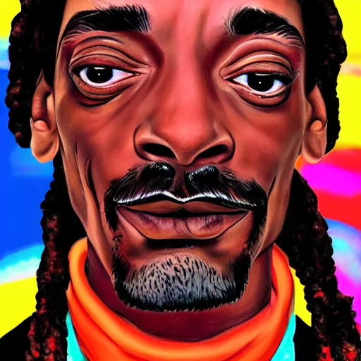 Image similar to Snoop Dogg smiled sweetly red eyes, nothing superfluous, photorealism