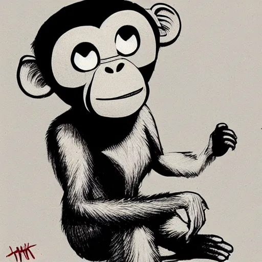 Prompt: cute monkey by Jamie Hewlet