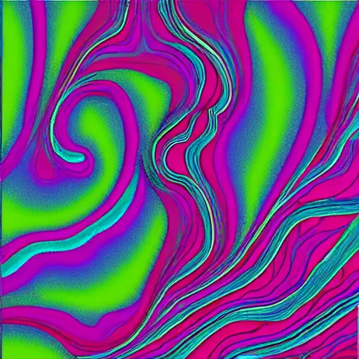 Prompt: reaction diffusion pattern forming the silhouette of a psychedelic woman as an album cover