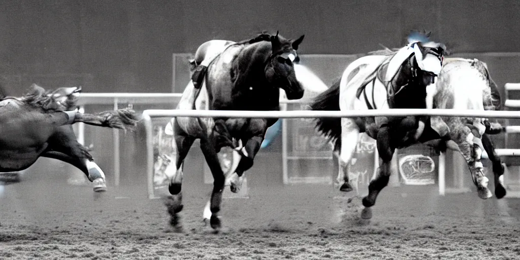 Image similar to portrait photo of geoff capes throwing a horse over a fence