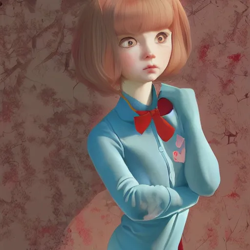 Image similar to little bunny girl in pajama. digital artwork made by ilya kuvshinov, inspired by zootopia and balthus, highly detailed, realistic,