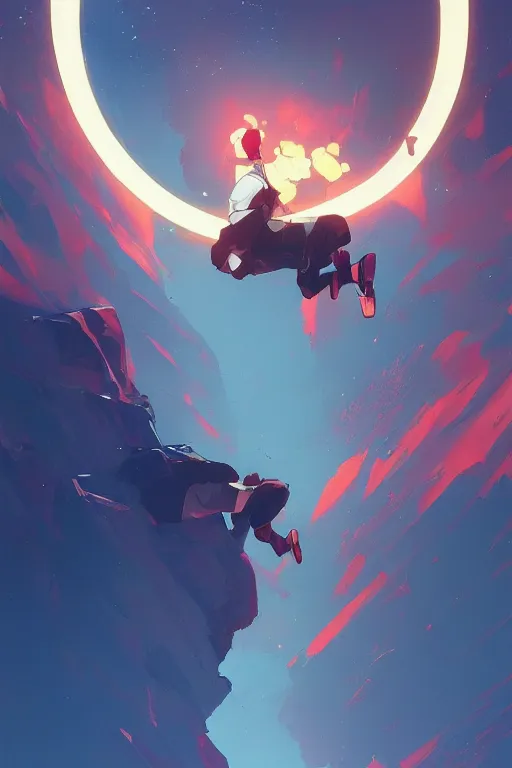 Image similar to looking up into the sky i see an anxious reflection of myself behance hd artstation by jesper ejsing, by rhads, makoto shinkai and lois van baarle, ilya kuvshinov, ossdraws, that looks like it is from borderlands and by feng zhu and loish and laurie greasley, victo ngai, andreas rocha