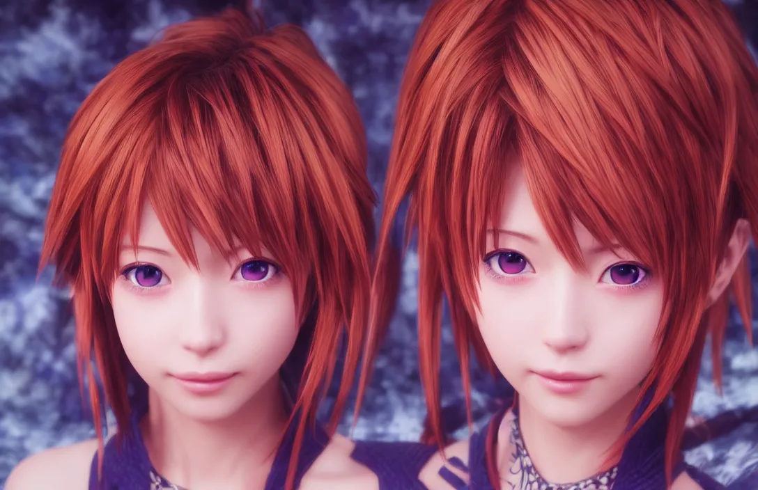 Image similar to beautiful intricate portrait of kairi from kingdom hearts, elegant, hyper real, anime, magical, beauty, artstation, 4 k render