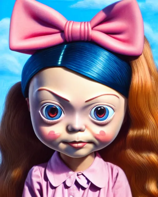 Image similar to closeup profile portrait of a tin toy greta thunberg as an anime schoolgirl, bikini, hyper realistic, artstation, illustration, nicoletta ceccoli, mark ryden, lostfish, max fleischer, digital paint, matte paint, vivid colors, bright, cheerful, detailed and intricate anime school environment