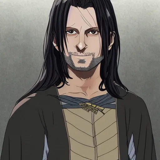 Prompt: aragorn in an anime world, incredibly detailed, ultra realistic
