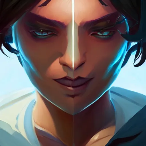 Image similar to face icon stylized minimalist magic : the gathering, loftis, cory behance hd by jesper ejsing, by rhads, makoto shinkai and lois van baarle, ilya kuvshinov, rossdraws global illumination