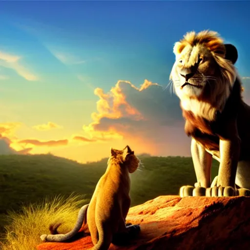 Image similar to live action disney lion king movie with house cats, high detail 8k resulution, oscar award winning, cinematc lighting, anatomically correct