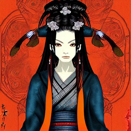 Image similar to Onimusha Ophelia, portrait, illustration