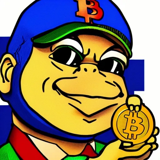 Image similar to pepe holding bitcoin