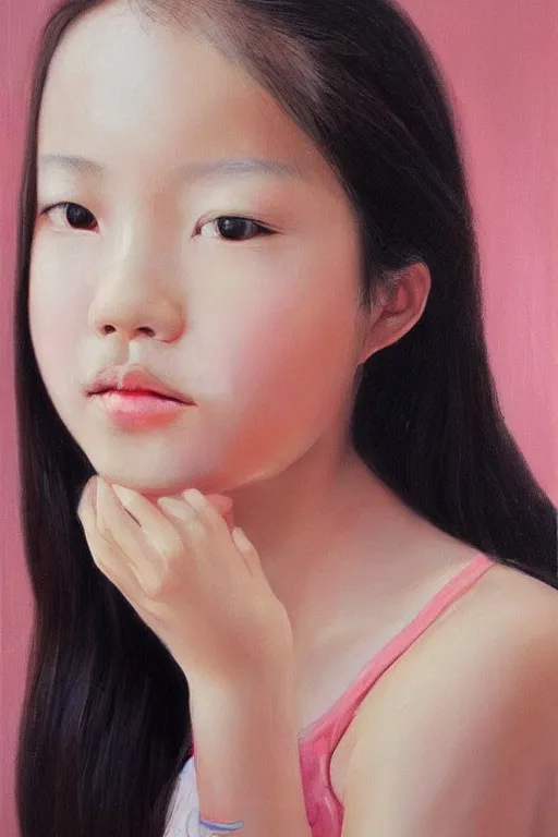 Image similar to beautiful clean oil painting portrait of face of a girl by huaishen j, detailed, stunning, realistic, skin color