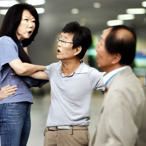 Image similar to asian mom angry at dad because they missed the flight