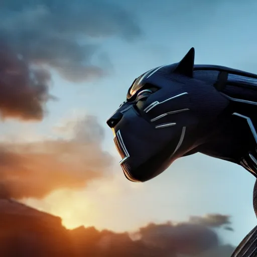 Image similar to Barack Obama cast as Black Panther, still from marvel movie, hyperrealistic, 8k, Octane Render,