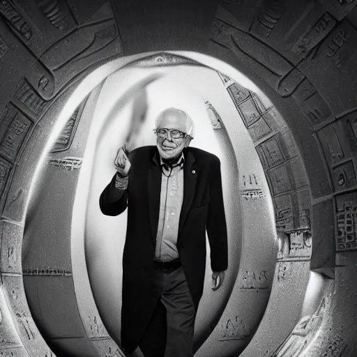 Image similar to Bernie Sanders as Doctor Who travelling through ancient Mesopotamia in the TARDIS