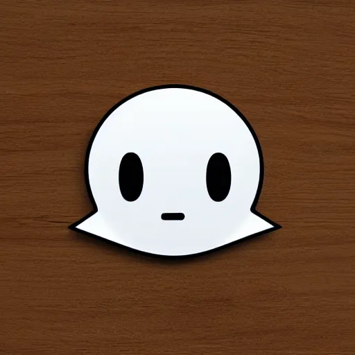 Image similar to pac man ghost as hello emoji, telegram sticker design, flat design, glossy design, white outline.