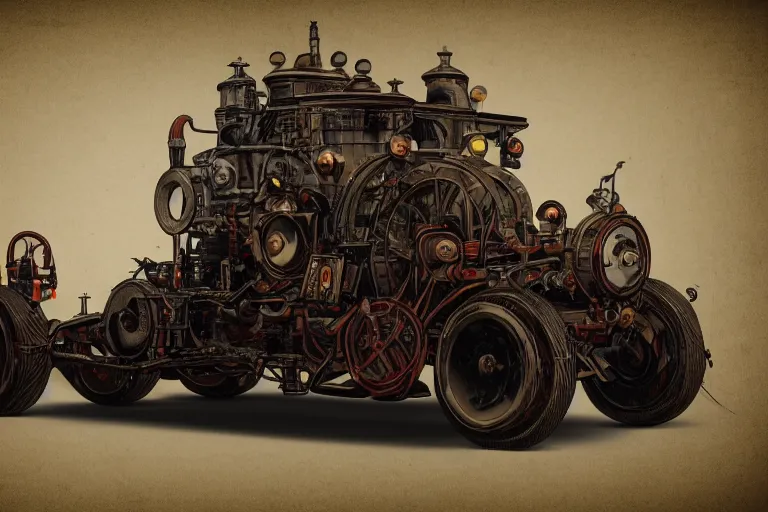 Prompt: hellfire engine strokeed by the echo, in the style of hannes bok and doug chiang and vernon grant, trending on artstation, back lighting rear view steampunk, blueprint, muted colors, gothic, tachisme