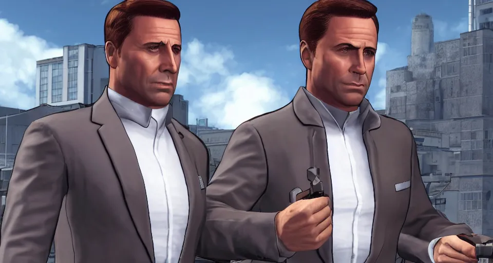 Image similar to Screenshot of Sterling Archer from the show Archer as a 3d NPC in the videogame 'Hitman 3' (2021). Sharpened. 1080p. High-res. Ultra graphical settings.