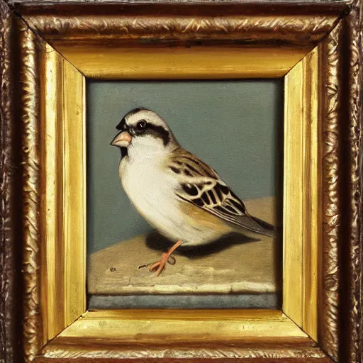 Prompt: a sparrow, oil painting, by Velázquez