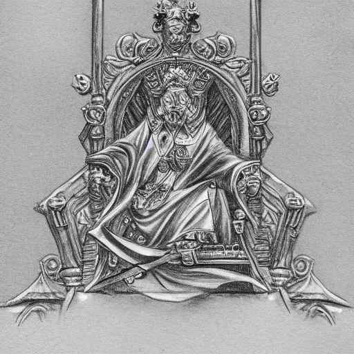 Image similar to pencil illustration. the emperor on his golden throne. 4 0 k.