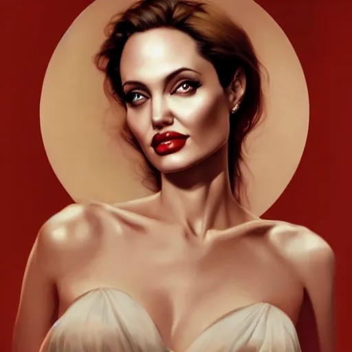 Prompt: a portrait of angelina jolie by charlie bowater and anna dittmann and gil elvgren.
