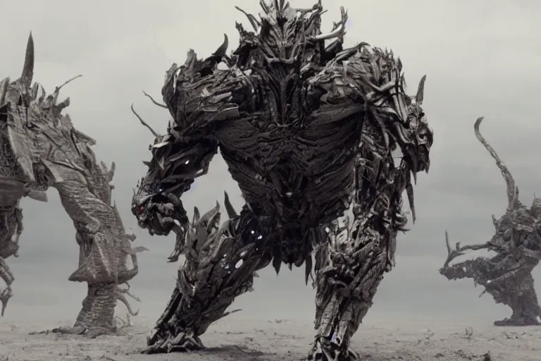 Prompt: VFX movie of cybernetic beast man lunging by Emmanuel Lubezki