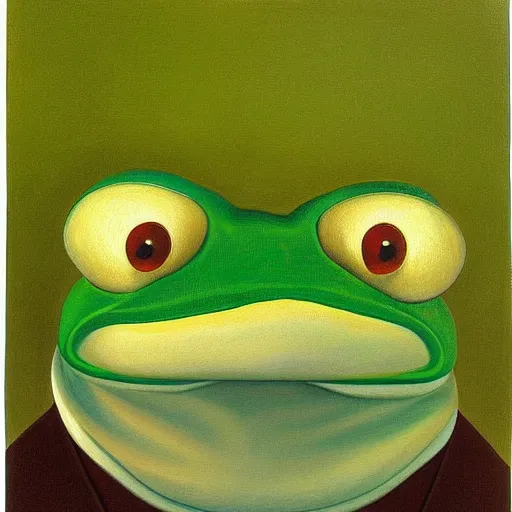 Image similar to The best painting of a frog of all time, by Grant Wood