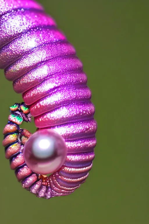 Image similar to high quality close-up photo pearlescent caterpillar! gorgeous highly detailed hannah yata elson peter cinematic pink lighting high quality low angle hd 8k sharp shallow depth of field