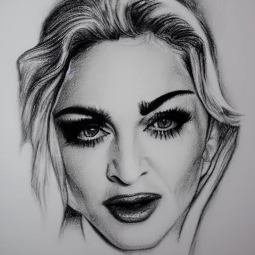 Image similar to Singer Madonna. Pencil drawing.