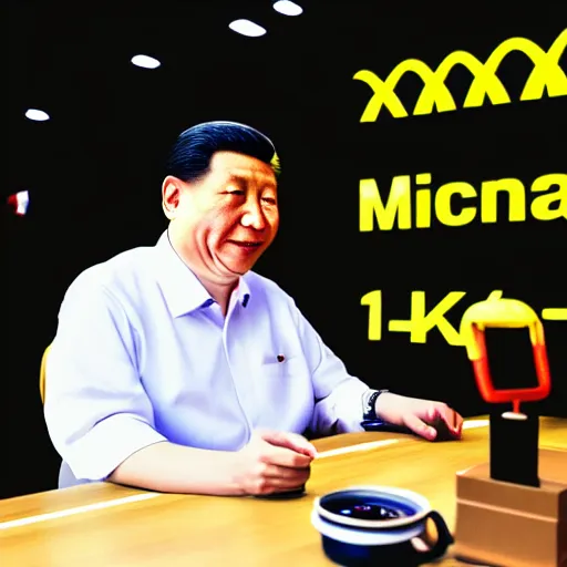 Prompt: chairman xi jingpeng working at mcdonald ’ s, 4 k, hyper realistic, dslr, high resolution, landscape, beautiful