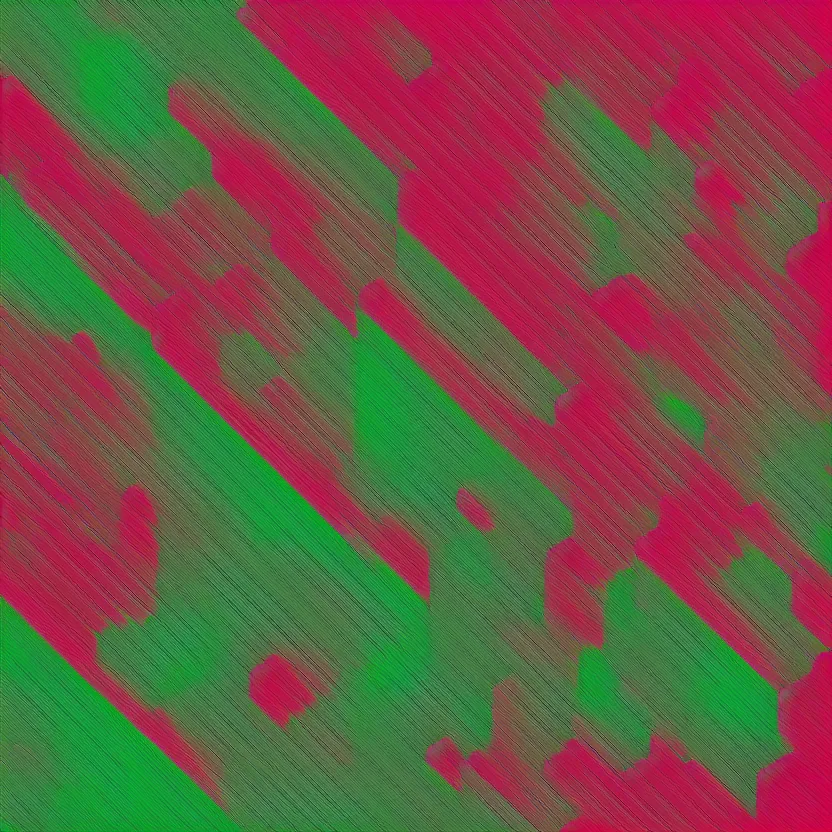 Image similar to an Autechre album cover using only straight lines and large geometric shapes and no more than 2 colors red and green, high resolution, lineart, high contrast