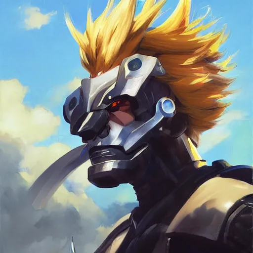 Image similar to greg manchess portrait painting of toshinori yagi as overwatch character, medium shot, asymmetrical, profile picture, organic painting, sunny day, matte painting, bold shapes, hard edges, street art, trending on artstation, by huang guangjian and gil elvgren and sachin teng