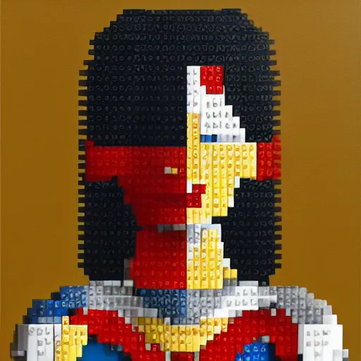 Prompt: ultra realistic painting of half woman half robot in lego style. highly detailed. elegant, centered, fine details
