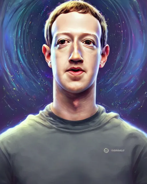 Prompt: only the head of mark zuckerberg looking like an alien floating in space, fantasy art, in the style of artgerm, illustration, epic, fantasy, intricate, hyper detailed, artstation, concept art, smooth, sharp focus, ray tracing, vibrant, artgerm, award winning art, ray tracing