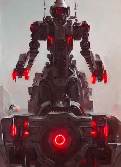 Image similar to a portrait of epic mechanical futuristic war army and robots with red and white accent highly detailed, digital painting, concept art, smooth, sharp focus, illustration, art by greg rutkowski