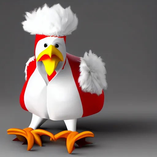 Image similar to a chicken dressed up as colonel sanders as a chicken dressed in the colonel sanders uniform as a chicken, realistic, hyperrealistic, ultra realistic, real, real world, highly detailed, very detailed, extremely detailed, intricate details, 8 k resolution, hd quality