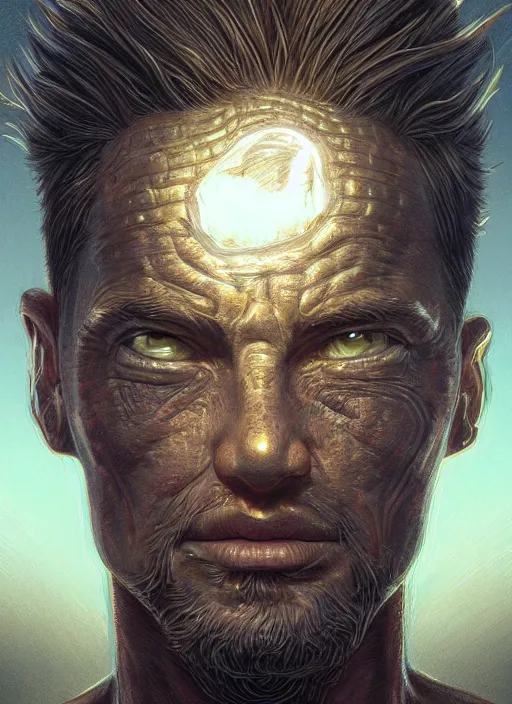 Image similar to highly detailed realistic hammered nails in a stupid head, pain, light effect, hyper detailed, intricate, elegant, highly detailed, digital painting, artstation, concept art, matte, sharp focus, illustration, by dan mumford, yusuke murata, makoto shinkai, ross tran