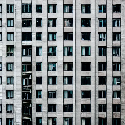 Image similar to a tall building with lots of windows in it, unsplash, brutalism, constructivism, matte photo, minimalist