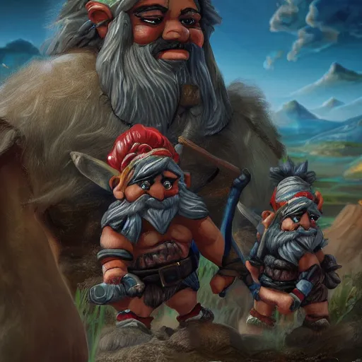 Prompt: barbarian gnomes in babylon, highly detailed, trending on artstation