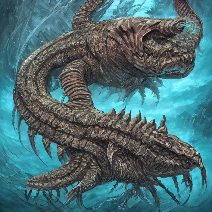 Image similar to underwater sea leviathan full body, d & d style, trending on artstation, intricate, highly detailed, vivid painting