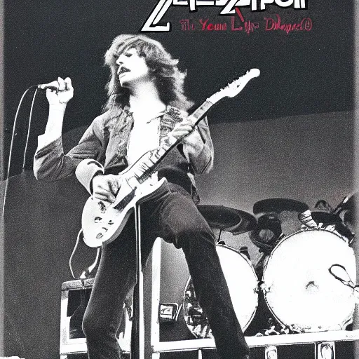 Image similar to young Led Zeppelin, 1969 Led Zeppelin live at Lollapalooza 1994, VHS quality, live in concert, concert footage