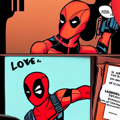 Prompt: Deadpool got a love letter