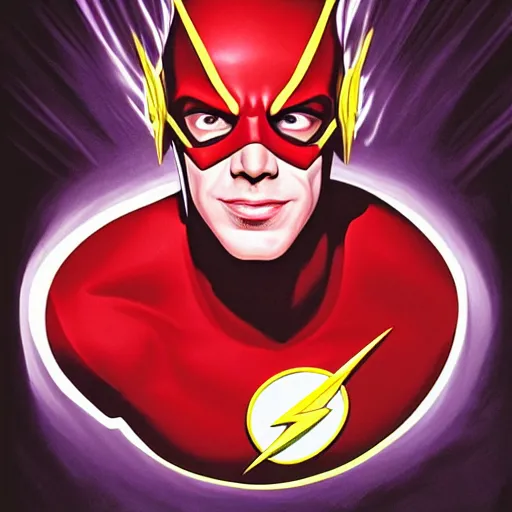 Prompt: Vector Portrait of the Flash by Alex Ross