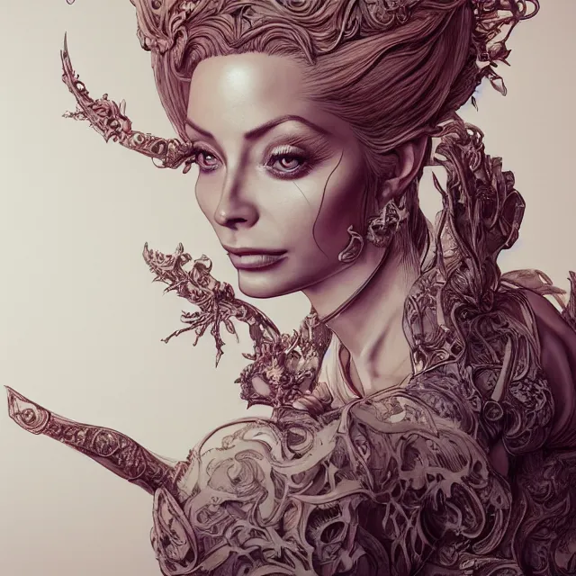 Image similar to the portrait of isabelledeltore as an absurdly beautiful, graceful, elegant, sophisticated, an ultrafine hyperdetailed illustration by kim jung gi, irakli nadar, intricate linework, bright colors, octopath traveler, final fantasy, unreal engine 5 highly rendered, global illumination, radiant light, detailed and intricate environment