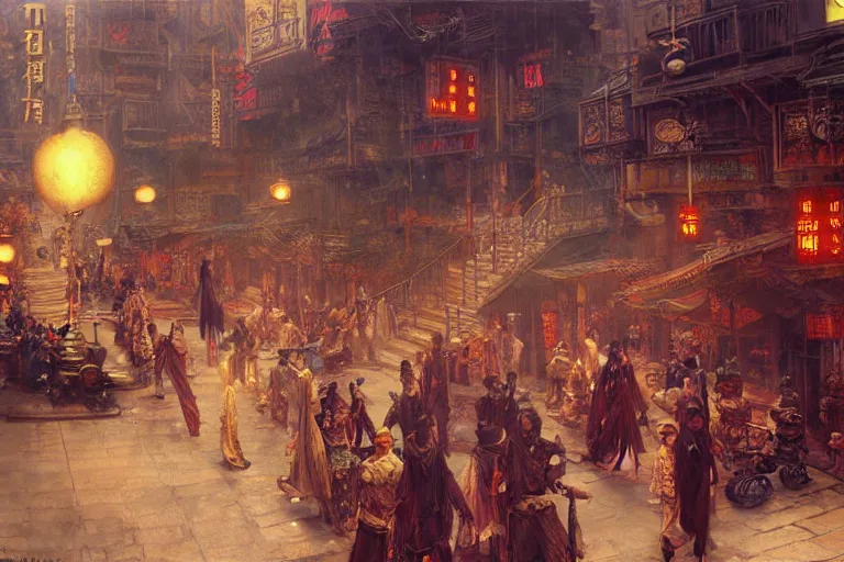 Image similar to wuxia, steampunk city, painting by gaston bussiere, craig mullins, j. c. leyendecker