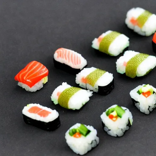 Image similar to miniature people making sushi