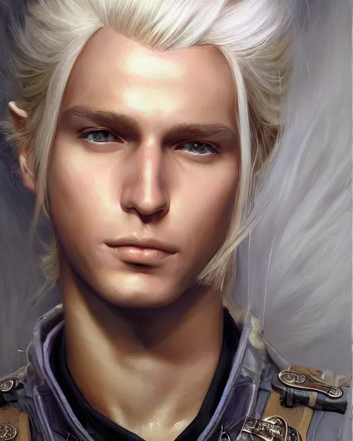 Image similar to human barbie portrait | highly detailed | very intricate | symmetrical | cinematic lighting | award - winning | closeup portrait | balthier final fantasy | painted by donato giancola and mandy jurgens and charlie bowater | featured on artstation