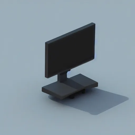 Image similar to 3 d cute object of the pc monitor, mobile game, isometric art, centralised, mohamed chahin, blender cycles render, solid colours material, no background and shadows