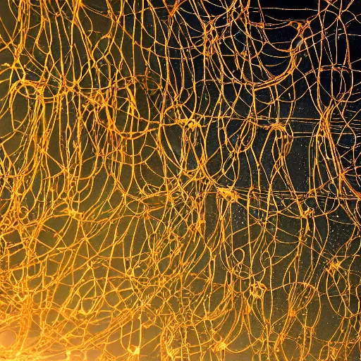 Prompt: a nebula of jellyfishes with barbed wire tentacles